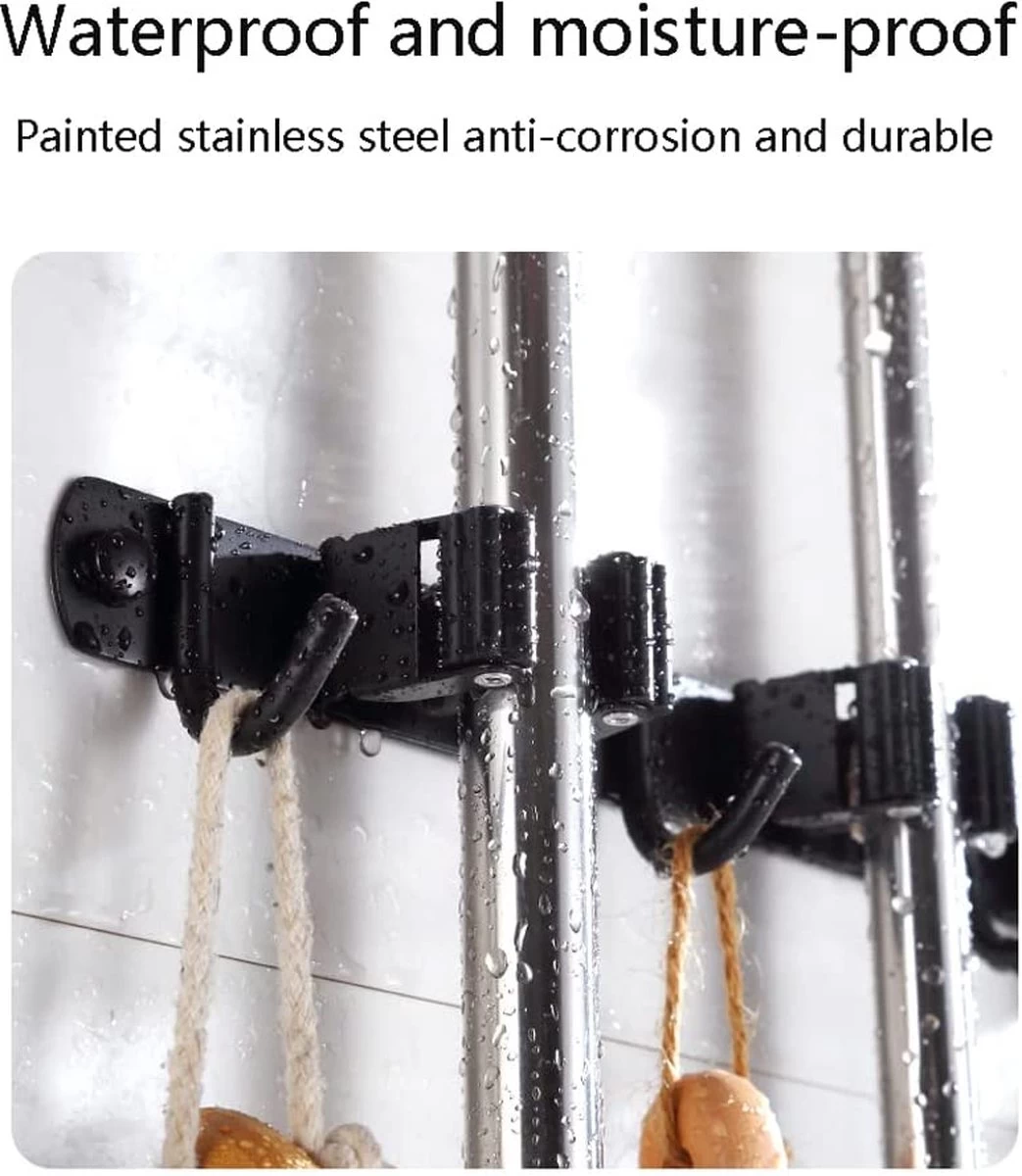 BOTC Bezemhouder - 5 Houders 6 Haken - Gereedschapshouder - Zeflklevend - Bezem Ophangsysteem - Ophanghaken - Tuingereedschap - Afbeelding 9