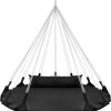 Hangnest Voor Binnen & Buiten. Met Groot En Dik Kussen Voor Volwassenen & Kinderen. Belastbaar Tot 125 Kg. VITA5 (Zwart)