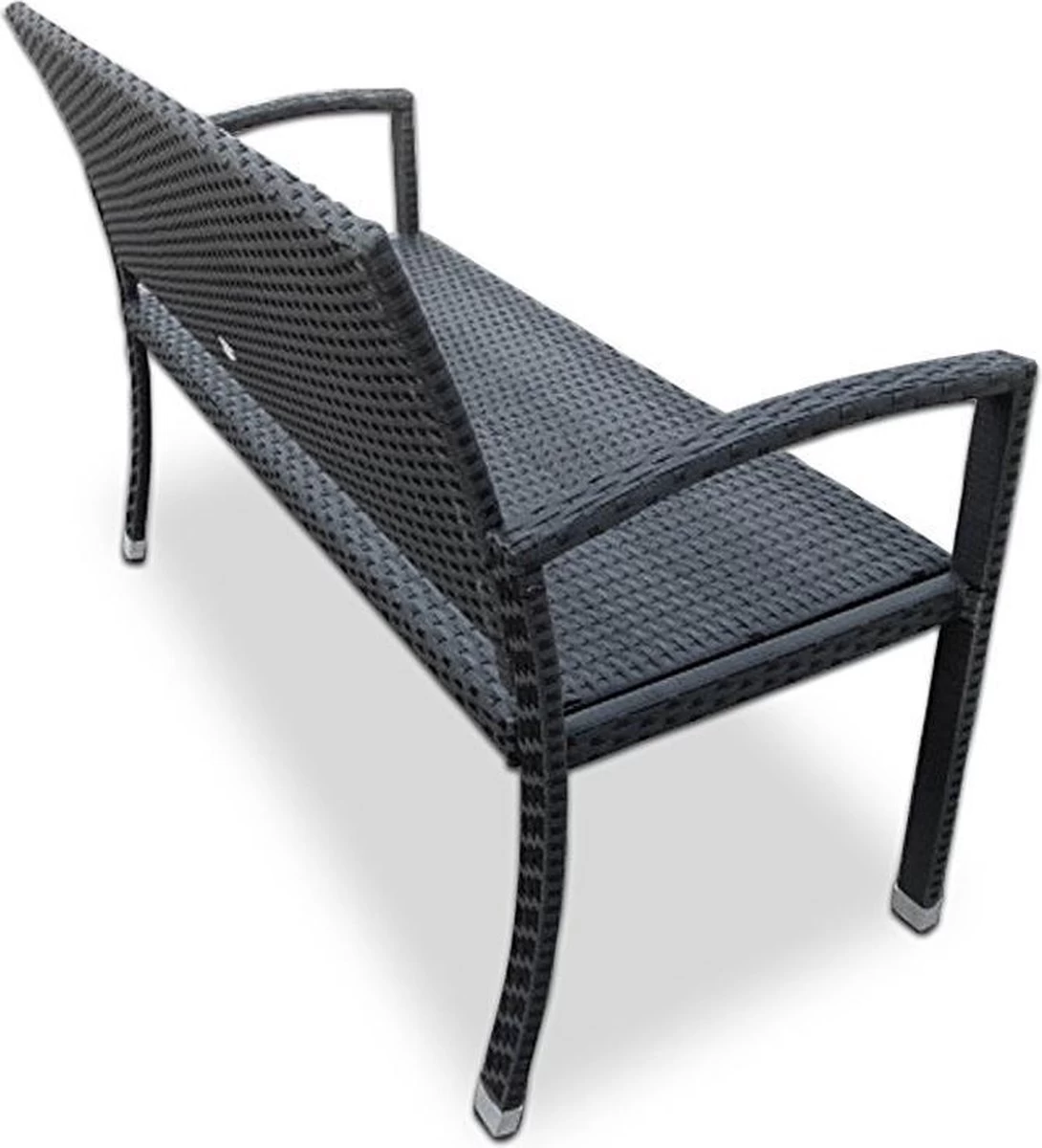 Casaria Polyrattan Tuinbank – 2 Zits UV-bestendig - Zwart - Afbeelding 2