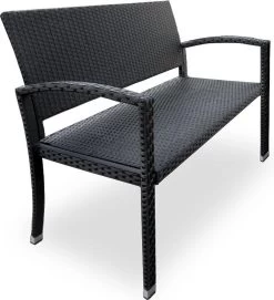 Casaria Polyrattan Tuinbank – 2 Zits UV-bestendig - Zwart