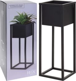 H&S Collection Home&Styling Bloempot Op Standaard 60 Cm Metaal Zwart