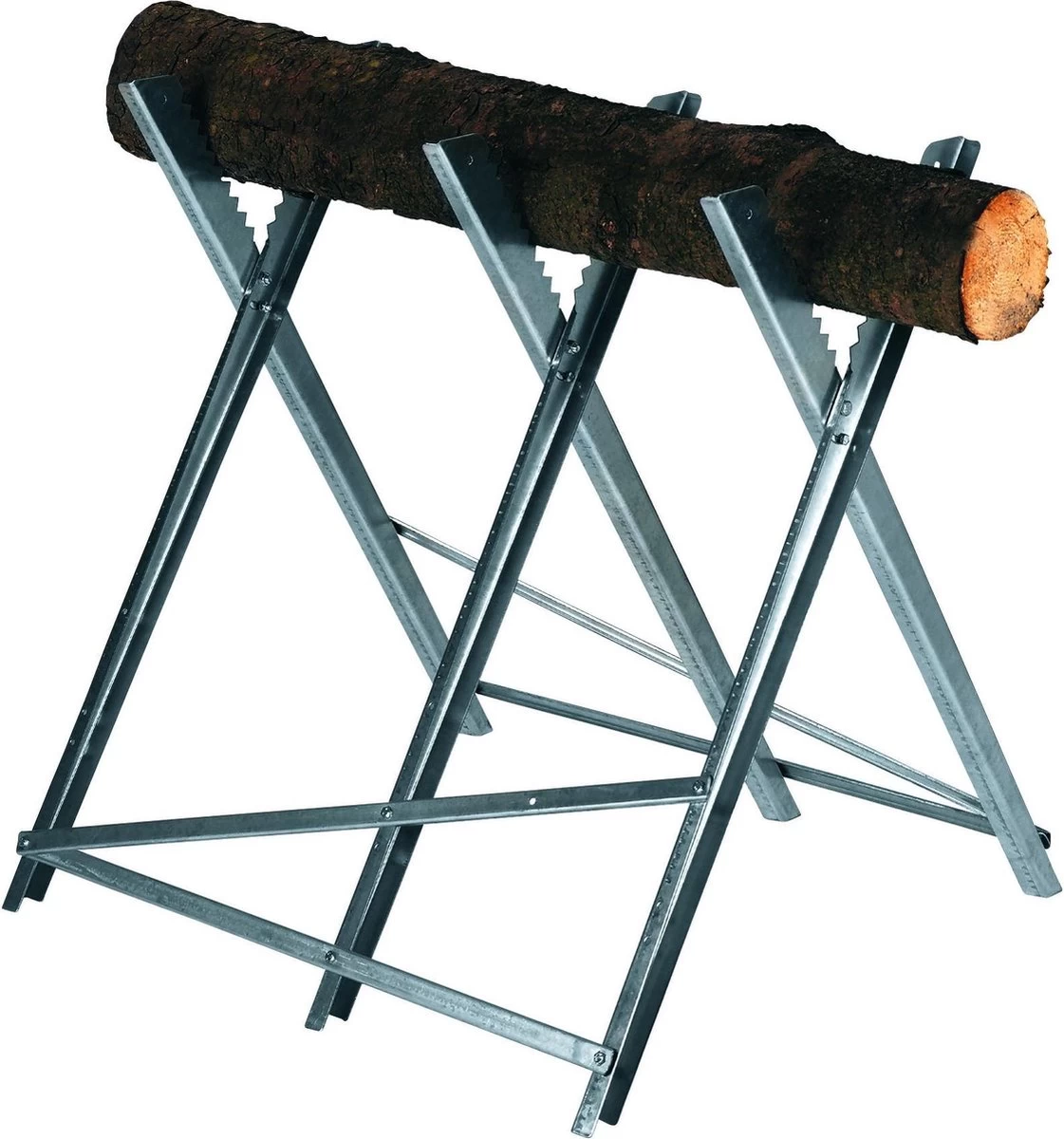 Einhell-kettingzaagstandaard (max. 150 Kg - Verzinkte Metalen Hoekprofielen - Extra Dwarsbalken - Tanden Voorkomen Verdraaiing Van Het Hout - 3 Werkhoogtes - Inklapbaar) - Afbeelding 3