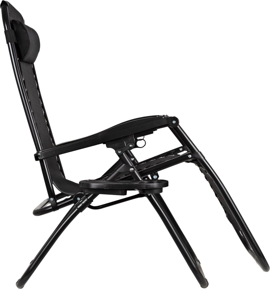 Luxe Ligstoel Met Hoofdsteun & Voetsteun - Verstelbare Rugleuning - Zonnebed Relaxstoel Voor Tuin/Terras/Strand/Balkon/Zwembad/Camping - Inklapbaar - Weerbestendig - Zwart - Afbeelding 2