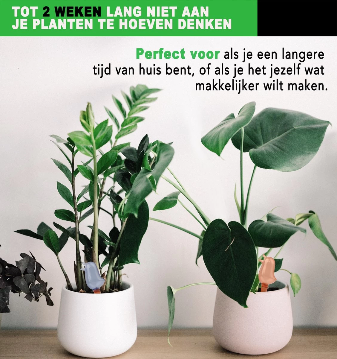 Waterdruppelaar Voor Planten 2 Stuks - Waterbol Kamerplanten - Automatisch Watergeefsysteem - Vogel - Roze - Afbeelding 2