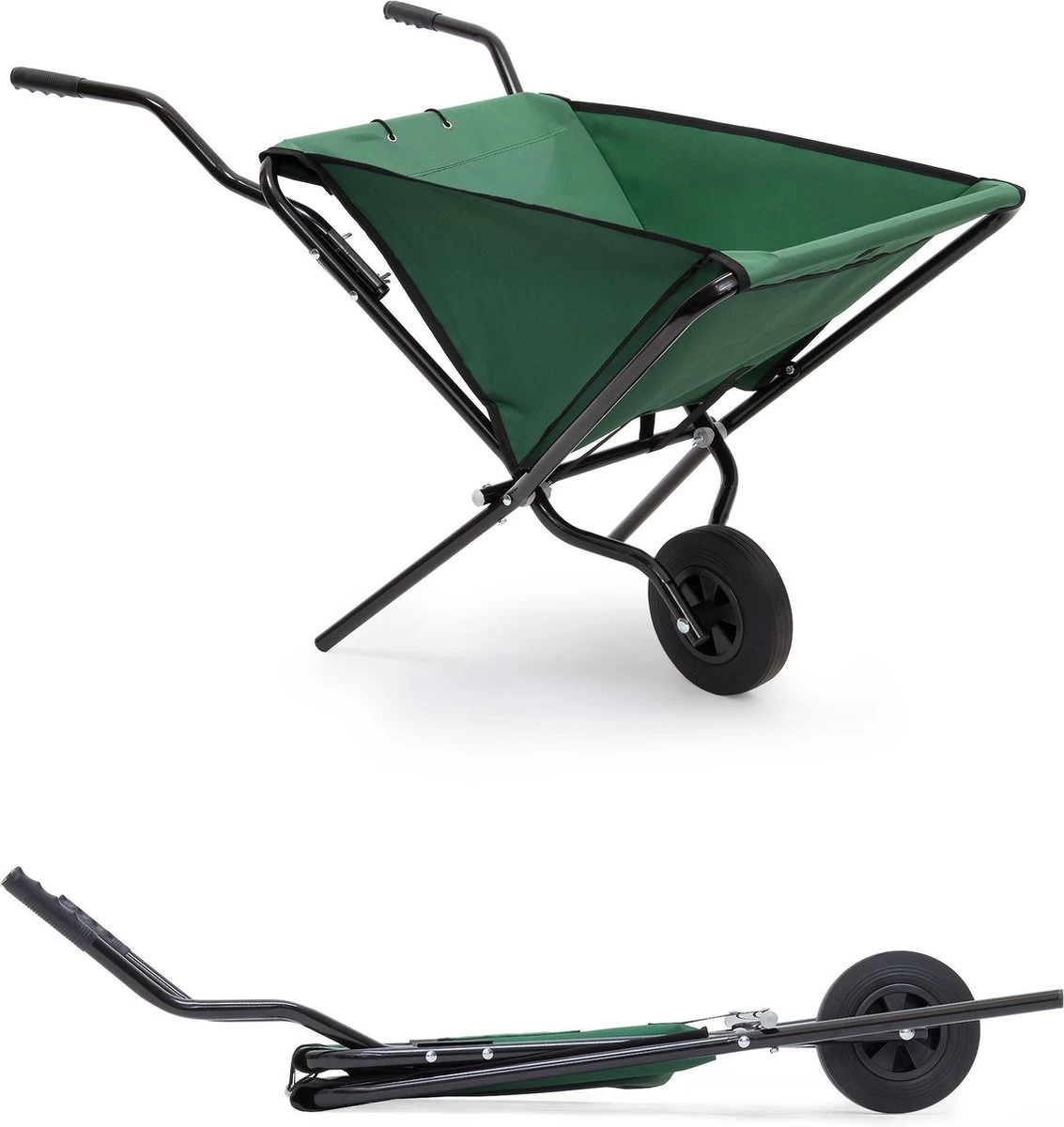 Relaxdays Kruiwagen Opvouwbaar - Inklapbare Tuinwagen - Vouwkruiwagen - Groen - 50 L - Afbeelding 7