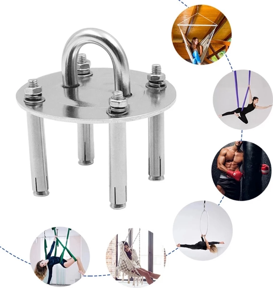 IBright Hangstoel Bevestigingsset - Schommelstoel Ophangsysteem - RVS - Bokszak - Plafondhaak - Plafond Ophanghaak - Afbeelding 4