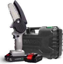 Mardin Mini Kettingzaag - Snoeizaag - Kettingzaag - Kettingzaag Electrisch Met 2 Accu - Inclusief Koffer - 1 Extra Accu - Grijs