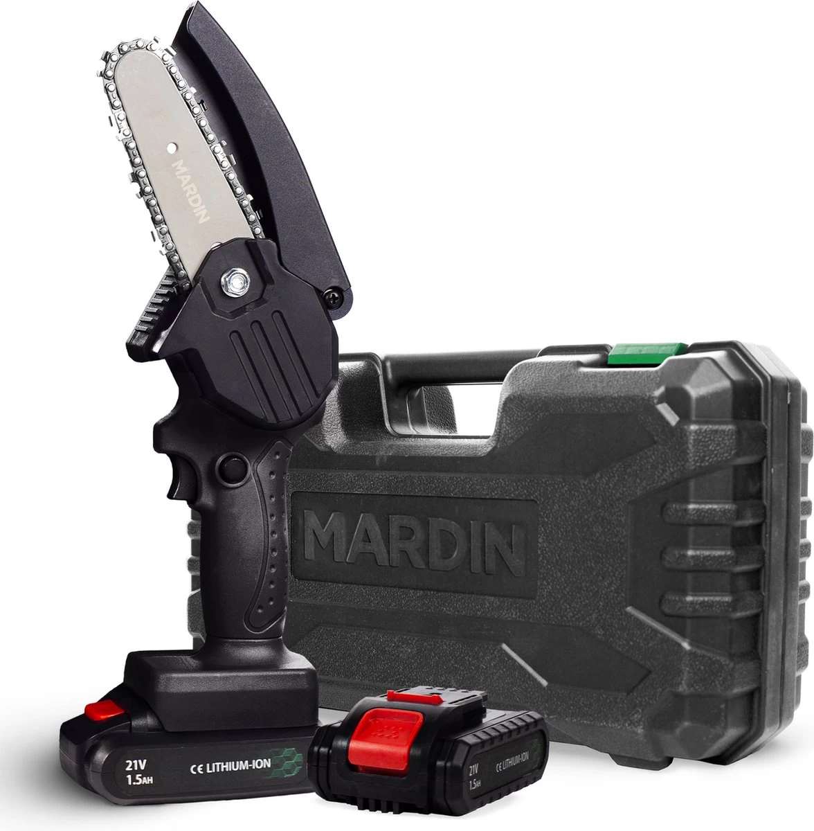 Mardin Mini Kettingzaag - Snoeizaag - Kettingzaag - Kettingzaag Electrisch Met 2 Accu - Inclusief Koffer - 1 Extra Accu - Zwart