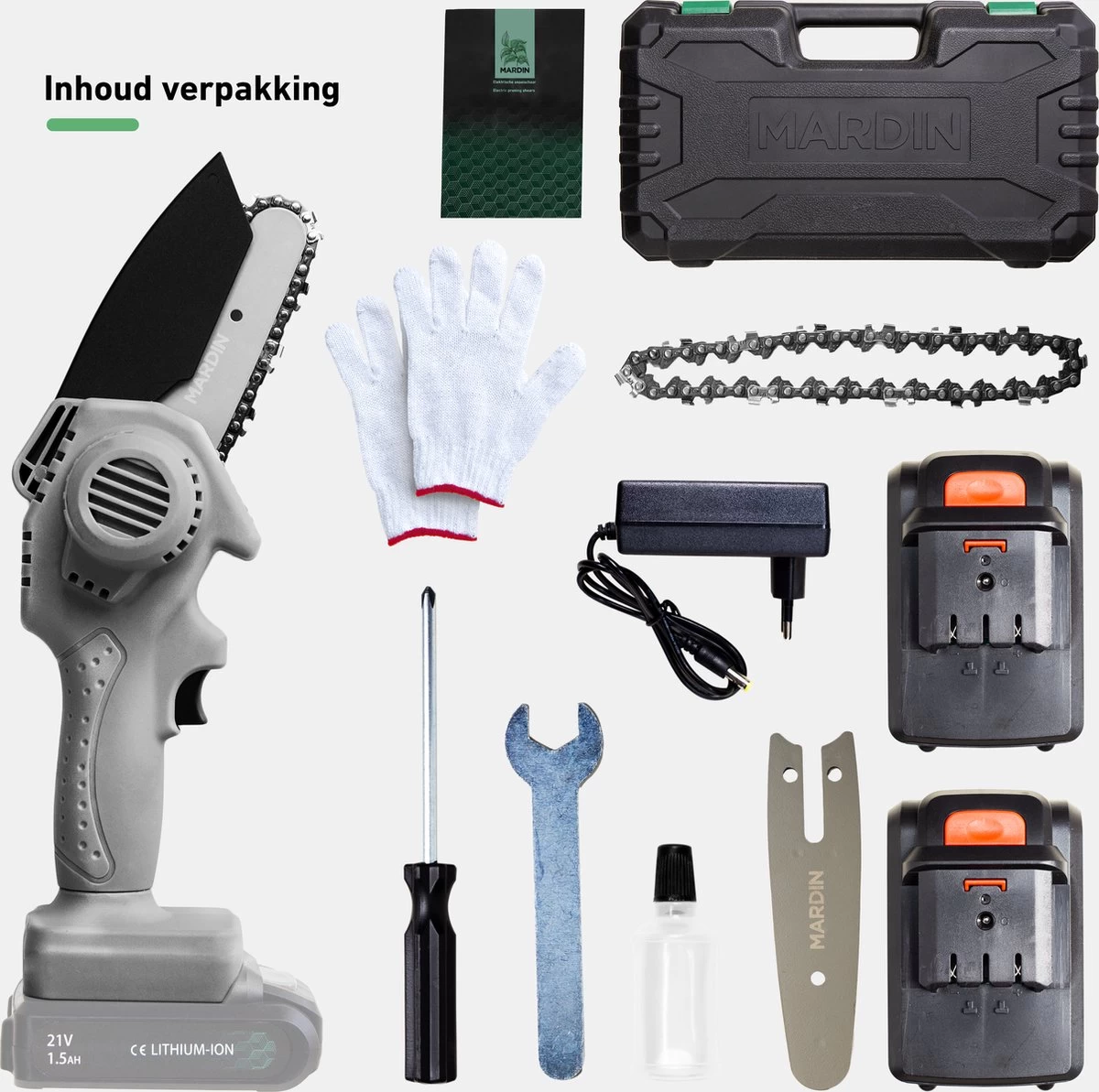 Mardin Mini Kettingzaag - Snoeizaag - Kettingzaag - Kettingzaag Electrisch Met 2 Accu - Inclusief Koffer - 1 Extra Accu - Grijs - Afbeelding 8