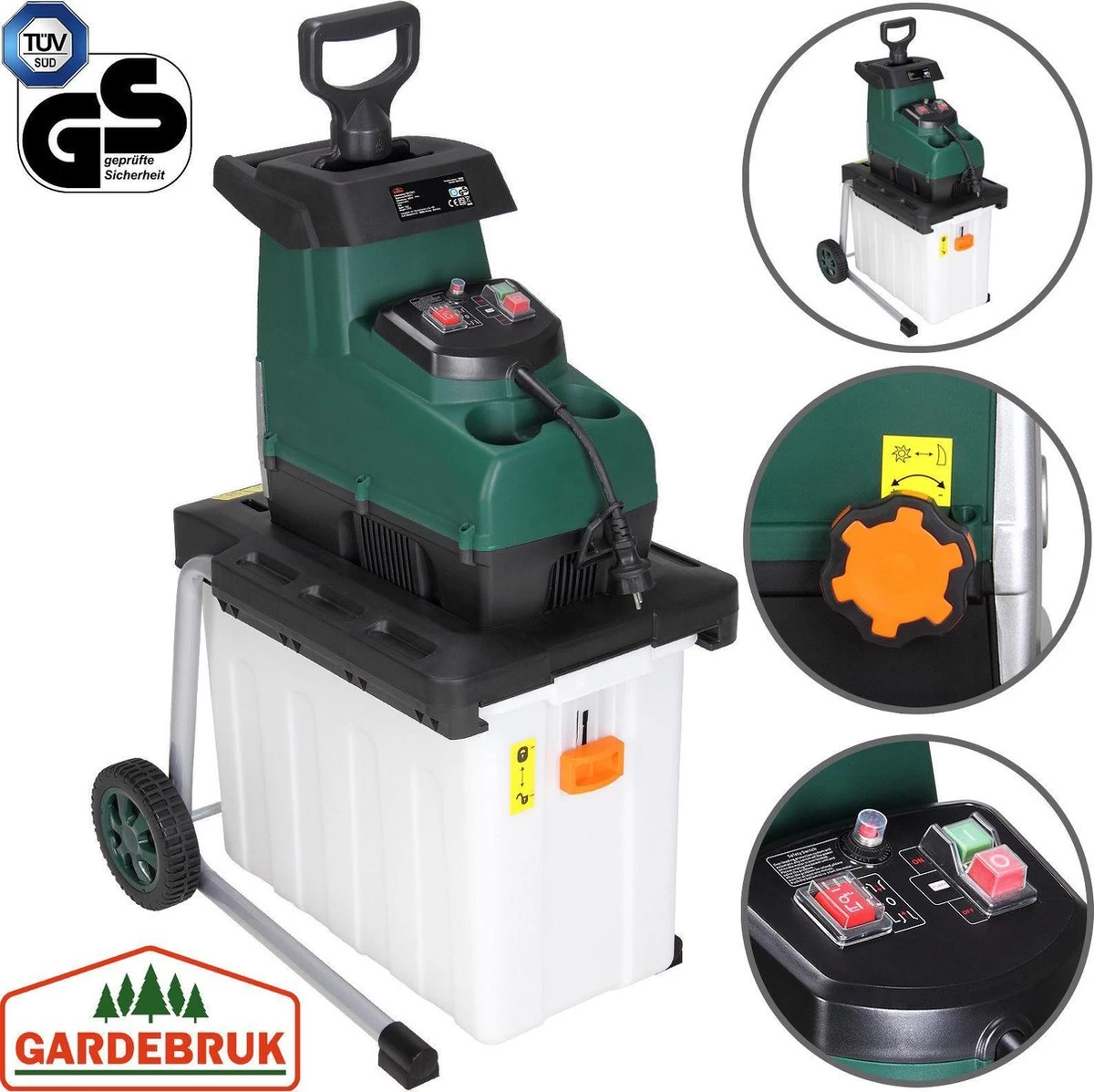 Gardebruk Hakselaar Elektrisch 2800W - 45mm Takdikte - Opvangbak 60 L - Afbeelding 7