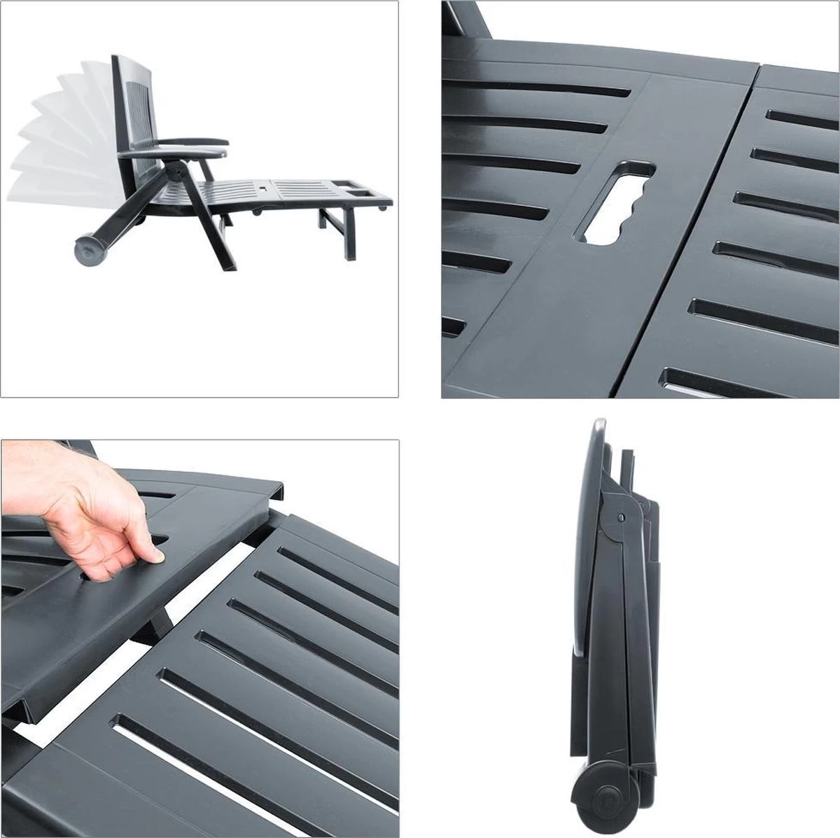 Casaria Ligstoel Zircone – Verstelbaar/Wielen Tot 120 Kg – Antraciet - Afbeelding 3