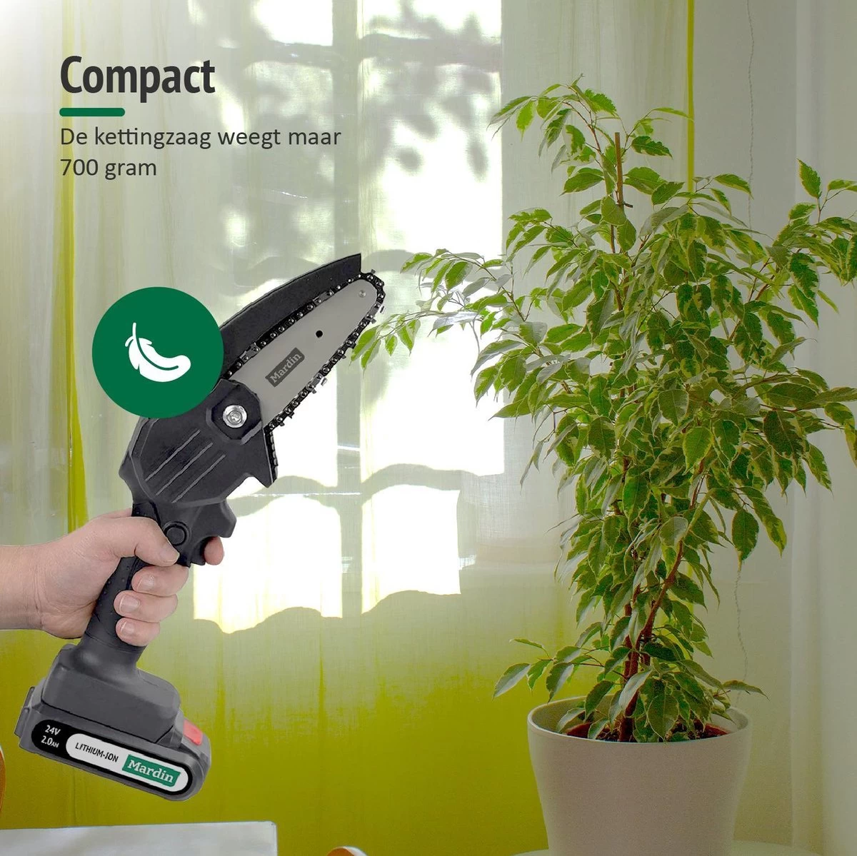 Mardin Mini Kettingzaag - Snoeizaag - Kettingzaag - Kettingzaag Electrisch Met 2 Accu - Inclusief Koffer - 1 Extra Accu - Zwart - Afbeelding 5