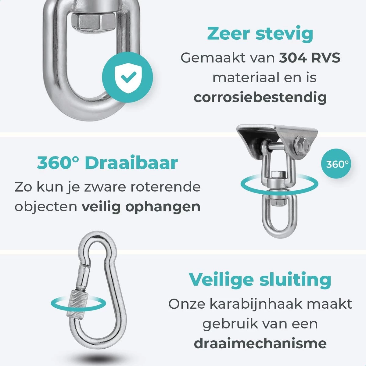 AVINT GOODS RVS Ophangsysteem Plafondhaak Bokszak – Schroefhaak & Ophanghaak Hangstoel – Muurhaak Binnen & Buiten - 550KG - Afbeelding 4