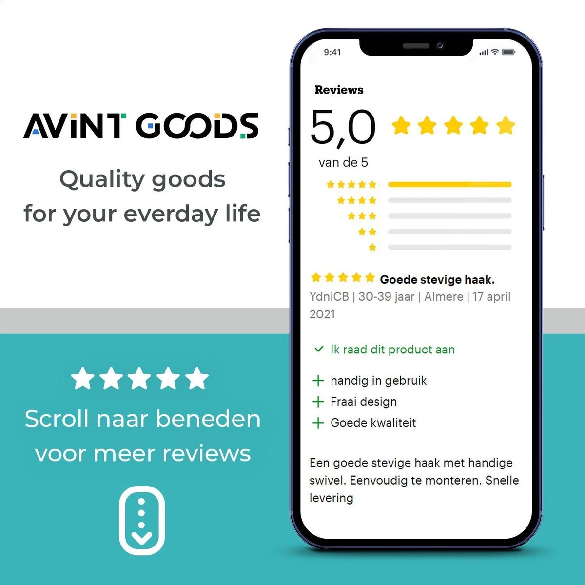 AVINT GOODS RVS Ophangsysteem Plafondhaak Bokszak – Schroefhaak & Ophanghaak Hangstoel – Muurhaak Binnen & Buiten - 550KG - Afbeelding 10