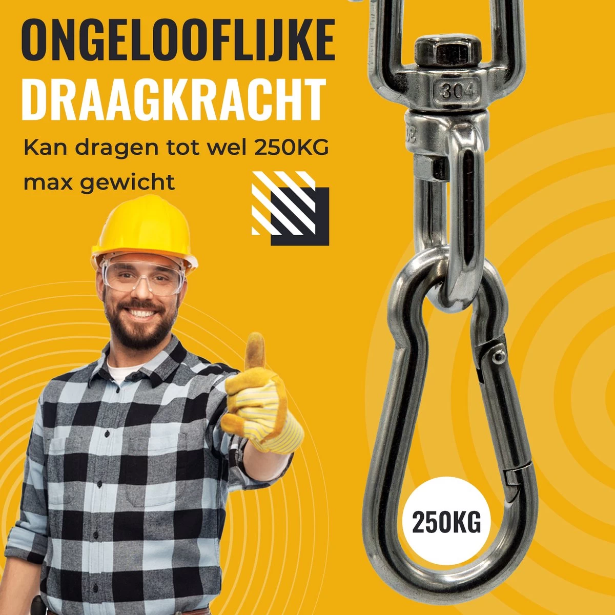 Itstrong® Plafondhaak Ophangsysteem Voor Binnen & Buiten – Ophanghaak Voor Bokszak – Schommel – Schommelstoel – Hangstoel - RVS - Afbeelding 4