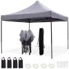 LifeGoods Partytent - 3x3 M - Easy Up - Opvouwbaar - Waterdicht - Draagtas Met Wieltjes - Donkergrijs