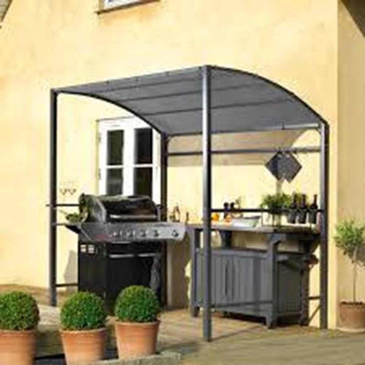 Merkloos Barbecue Overkapping Afm. 233 X 145 Cm Zwart - Afbeelding 3