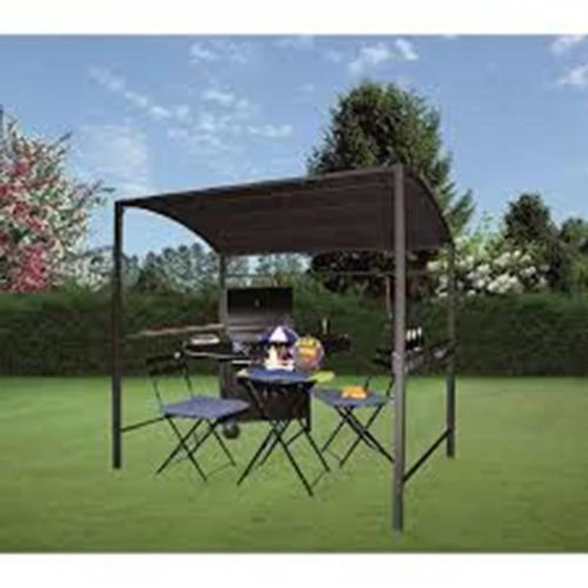 Merkloos Barbecue Overkapping Afm. 233 X 145 Cm Zwart - Afbeelding 5