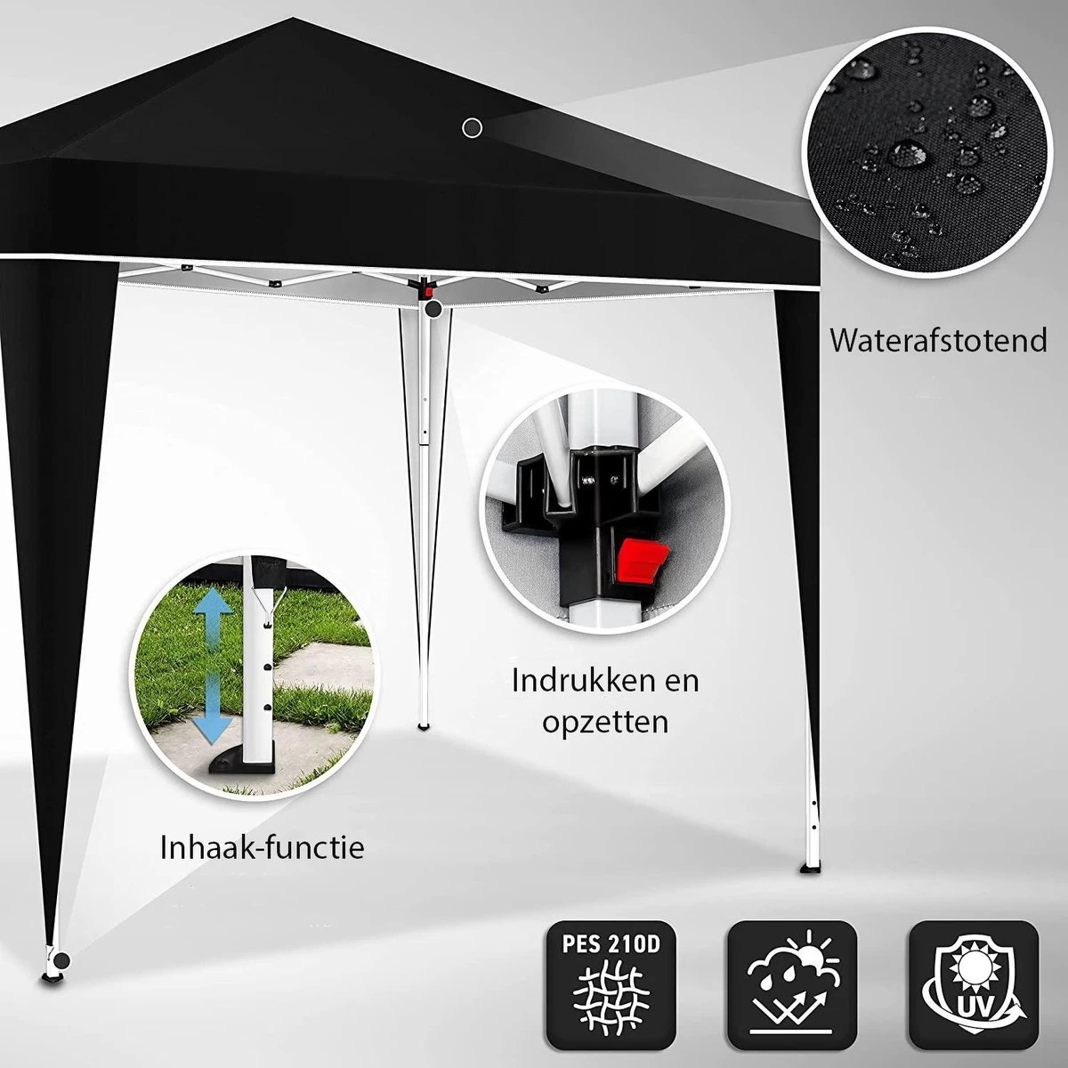 Sens Design Partytent Opvouwbaar - 3 X 3m - Zwart - Afbeelding 2