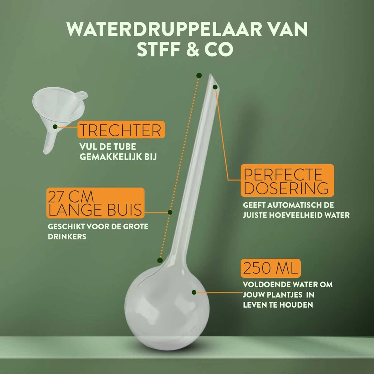 STFF & Co® Waterdruppelaar Voor Planten – Irrigatiesysteem Automatisch Watergeefsysteem – Waterbollen Voor Planten – Bewateringssysteem – 8 Stuks - 8cm - Afbeelding 2