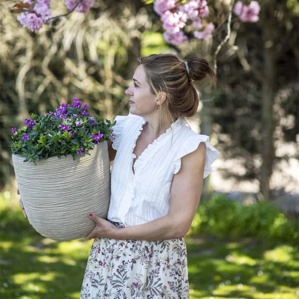 Capi Europe - Bloempot Bol Waste Rib NL - 35x34 - Terrazzo Beige - Voor Binnen En Buiten - KTBR932 - Afbeelding 12