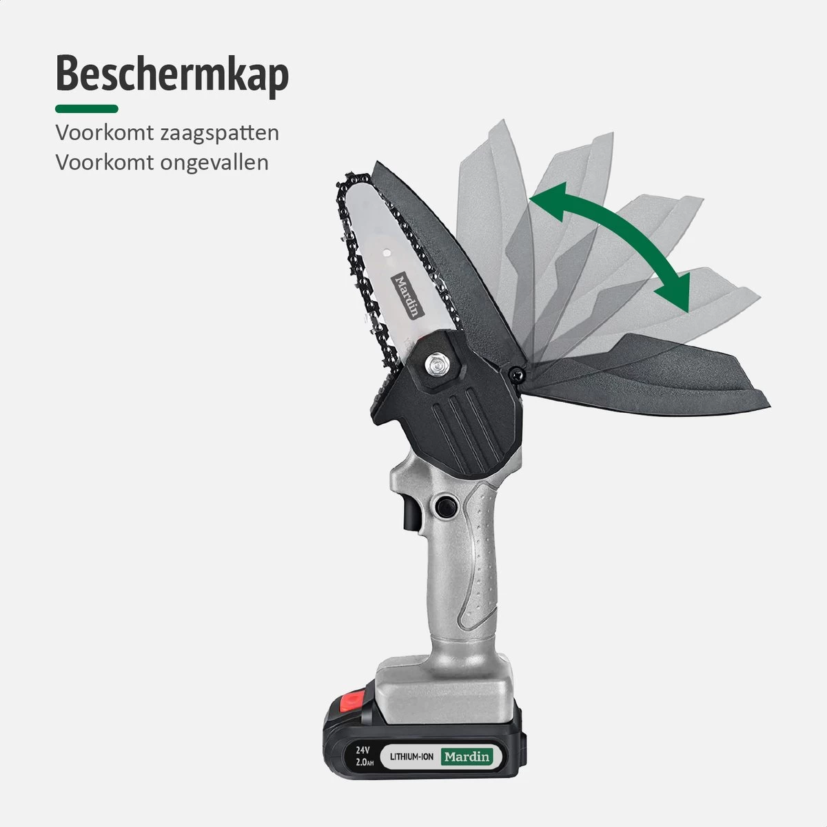 Mardin Mini Kettingzaag - Snoeizaag - Kettingzaag - Kettingzaag Electrisch Met 2 Accu - Inclusief Koffer - 1 Extra Accu - Grijs - Afbeelding 6