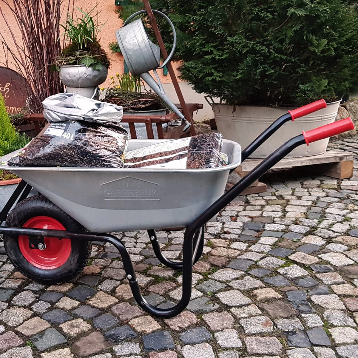 Gardebruk Kruiwagen 100L - Luchtband - 250kg Draagkracht Zilver - Afbeelding 6