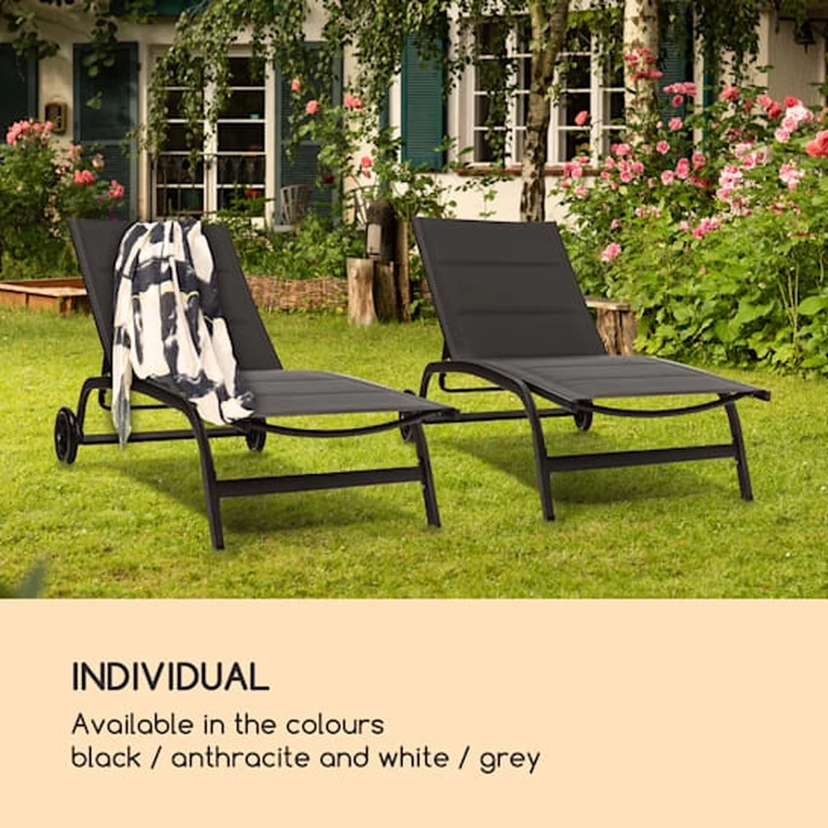 Blumfeldt Limala Tuinstoel - Ligstoel - Relaxstoel - Rugleuning In 6 Standen Verstelbaar - 2 Vielen - Draagkracht: Max. 150 Kg - Afbeelding 7