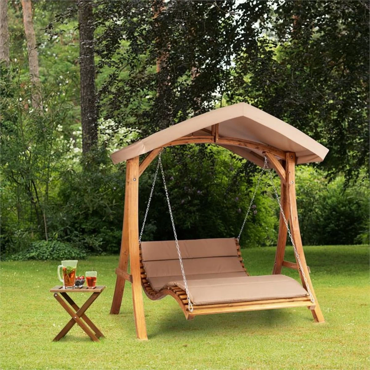 Bermuda Hollywoodschommel Tuinschommelbank 130 Cm 2-zits Zonneluifel - Afbeelding 7