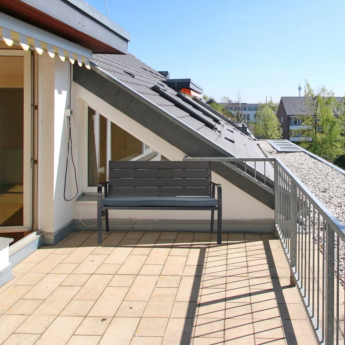 Relaxdays Tuinbank Met Kussen - 2 Zits Buitenbank Metaal - Balkonbank Kunststof - Voortuin - Afbeelding 4