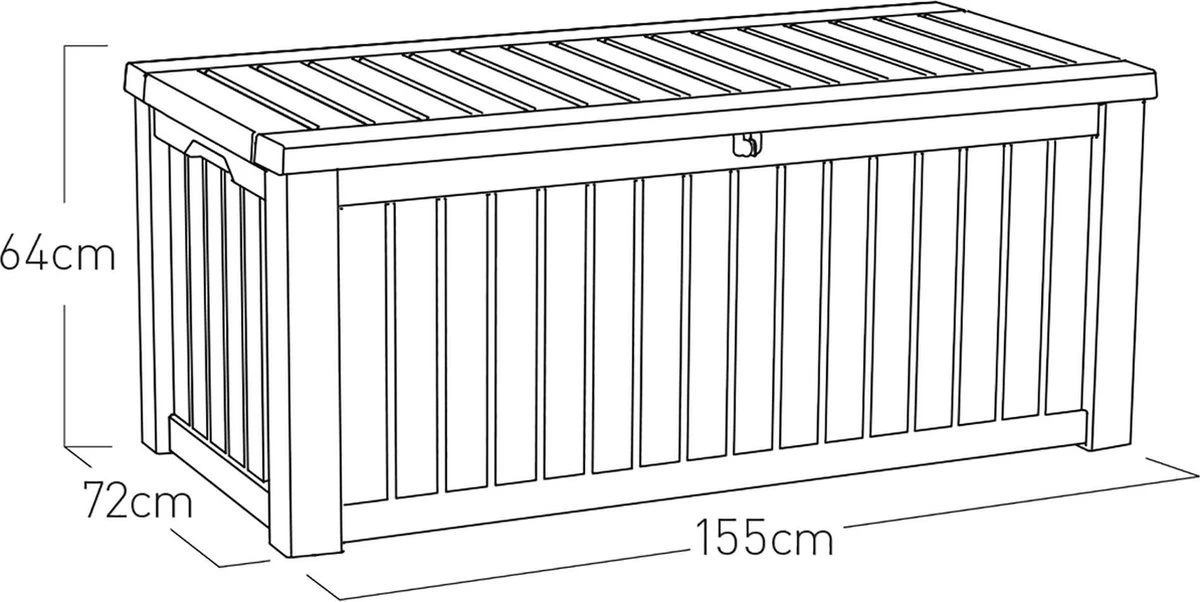 Keter Rockwood Opbergbox - 570L - 155x72.4x64.4cm - Grafiet - Afbeelding 8