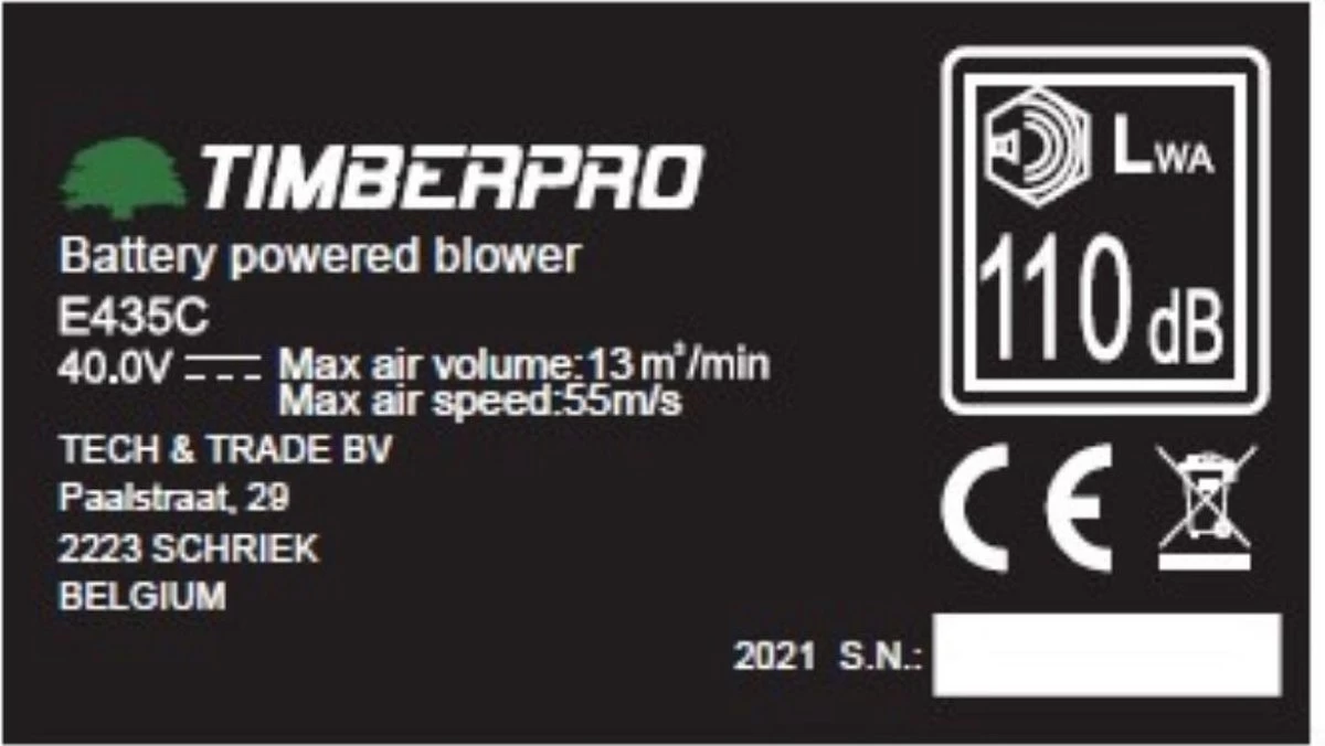 TIMBERPRO - Bladblazer Elektrisch 40V, ZEER Krachtig (incl. 4A Batterij En Incl. Lader) - Afbeelding 5
