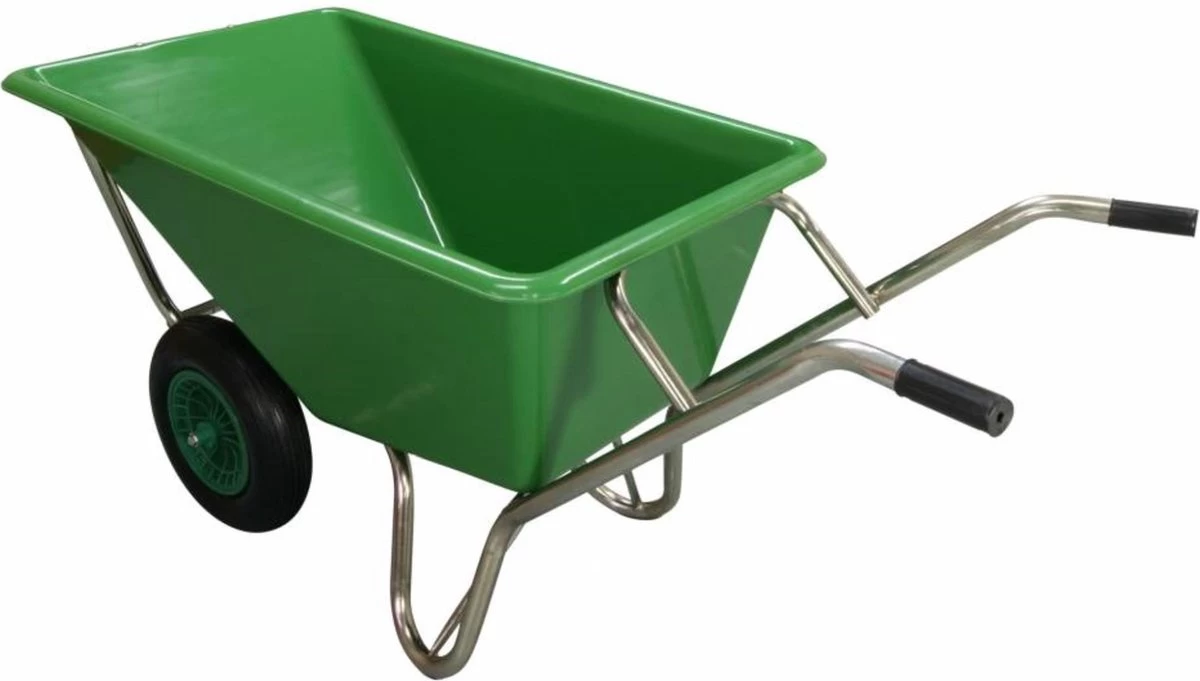 Kruiwagen Met Dubbel Luchtwiel Stal Eco Groen 160 Liter - Afbeelding 4
