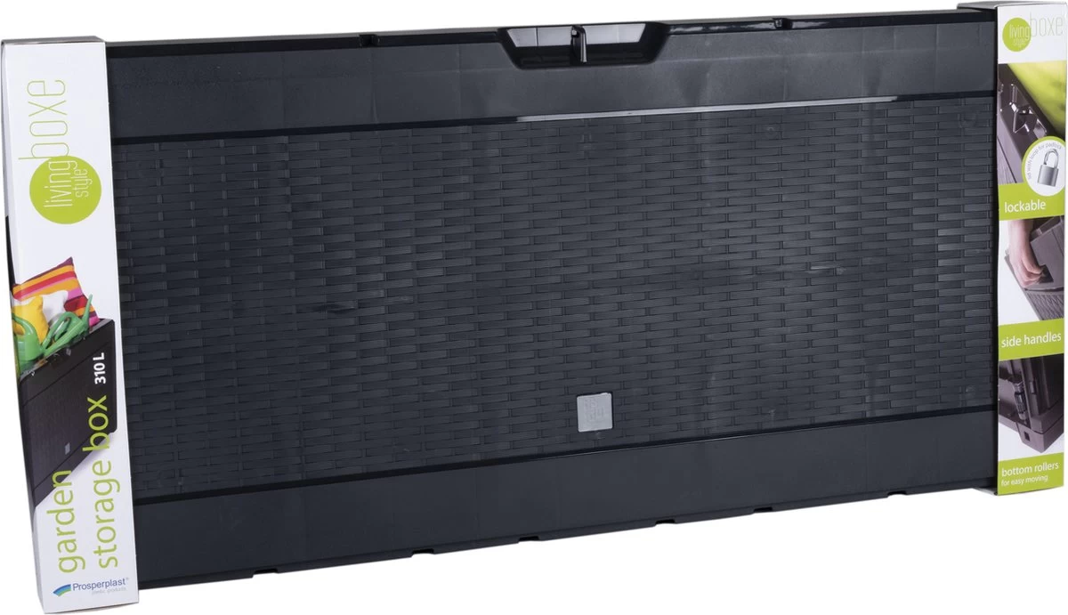 Opbergbox 310L UV-Bestendig Weerbestendig Wielen Tuinbox Rotan-look Antraciet - Afbeelding 2