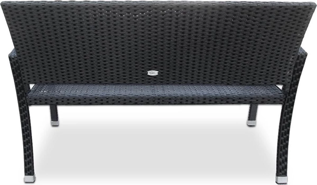 Casaria Polyrattan Tuinbank – 2 Zits UV-bestendig - Zwart - Afbeelding 6