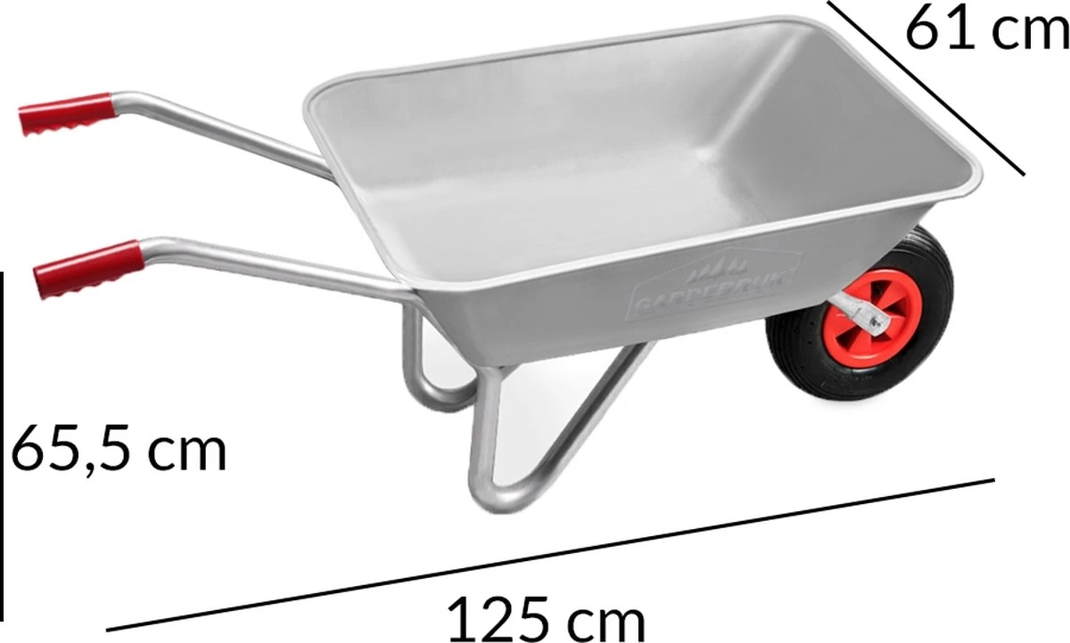 Gardebruk Kruiwagen 80 Liter – Belastbaarheid 100 Kg - Zilver - Afbeelding 3