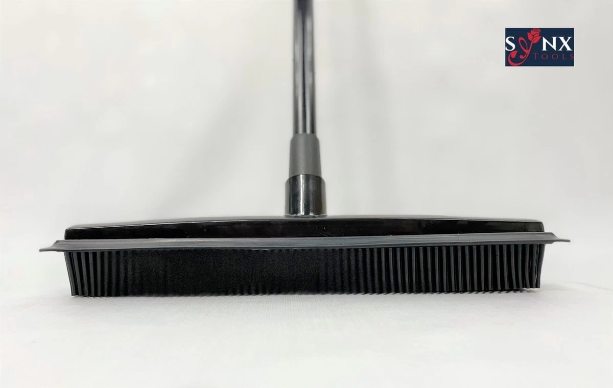 Synx Tools Zachte Bezem Rubberen Zwart 30cm Vloertrekker Binnen Bezem - Pet Hair Remover Bezems - Huisdierhaar Verwijderaar En Kappersbezem Met Steel - Vloertrekkers Met Bezemsteel - Vloertrekker Badkamer - 60/120 Cm Steel - Afbeelding 2