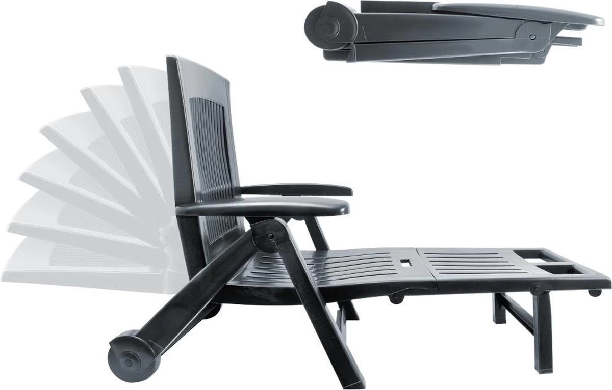 Casaria Ligstoel Zircone – Verstelbaar/Wielen Tot 120 Kg – Antraciet - Afbeelding 5