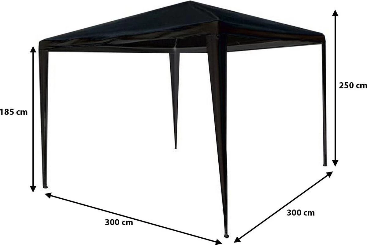Partytent 3x3m Zwart Budget Zonder Zijwanden - Afbeelding 2