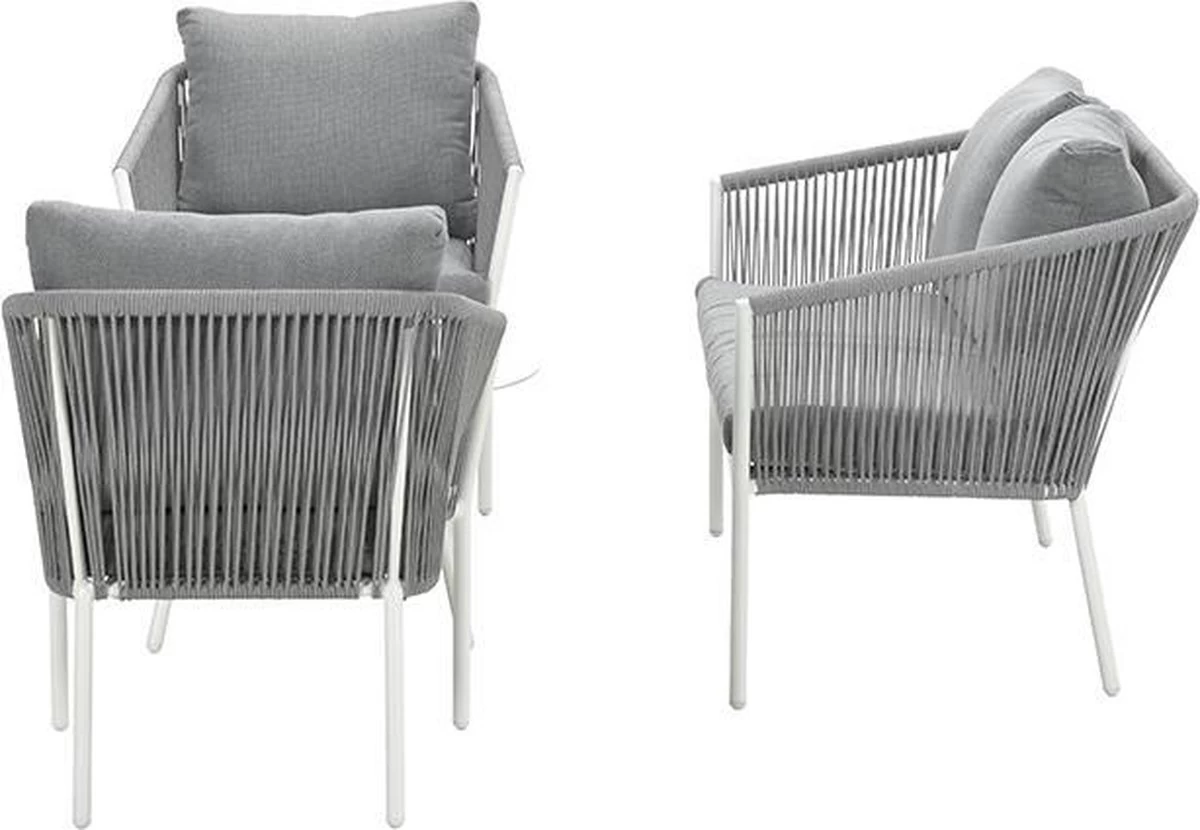 Garden Impressions Fleurie Loungeset 4-delig - Rope - Mat Wit/ Licht Grijs - Afbeelding 8