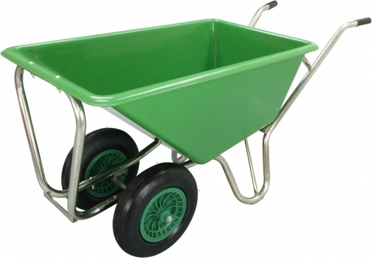 Kruiwagen Met Dubbel Luchtwiel Stal Eco Groen 160 Liter - Afbeelding 8