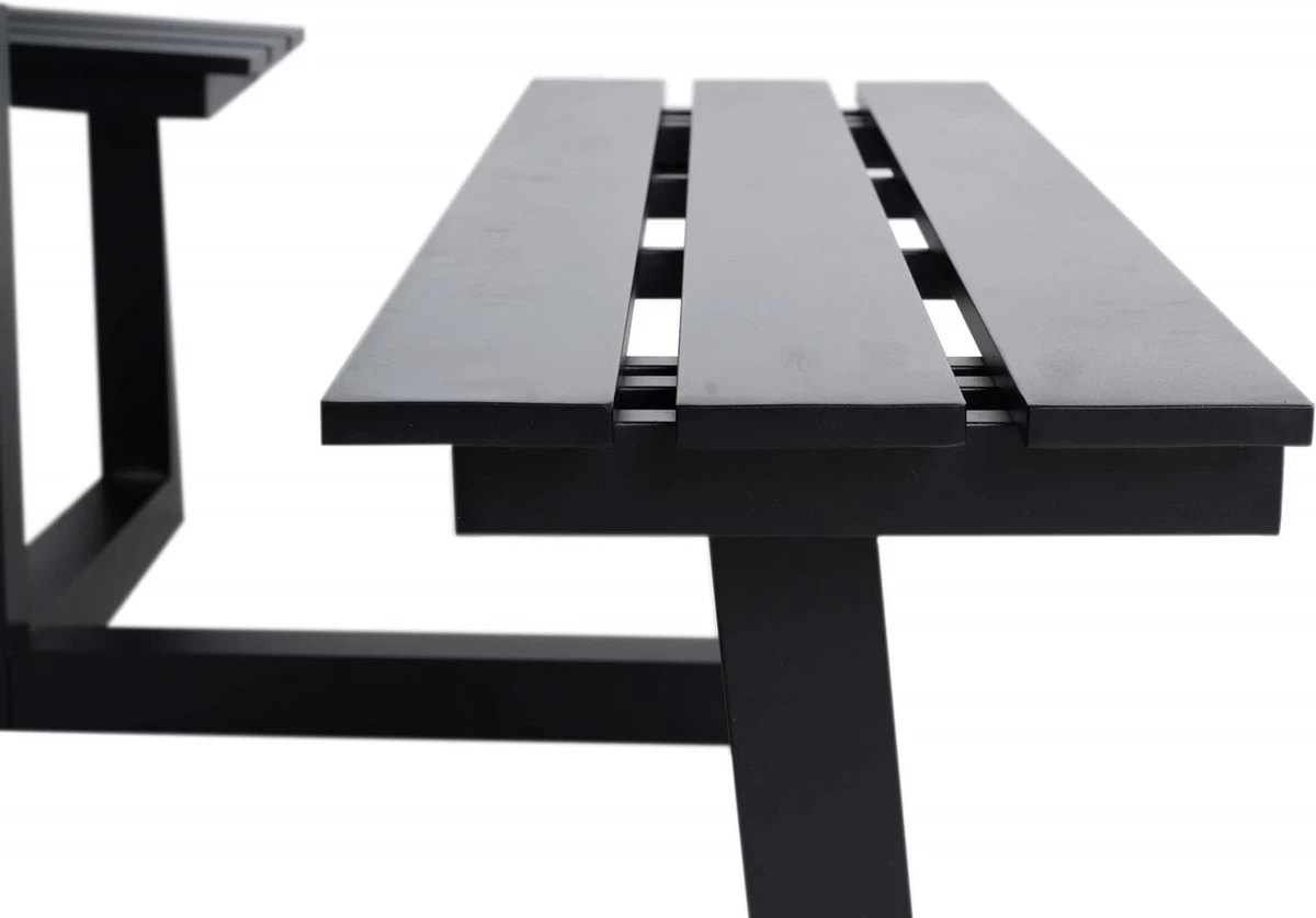 MaximaVida Vierkante Aluminium Picknicktafel Dex 215 Cm Zwart - Lage Instap - Afbeelding 2