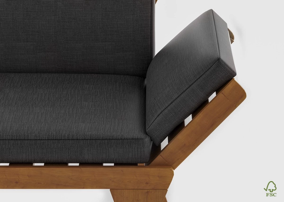 Loungebank Tuin FSC Antraciet – Makkelijk Verstelbaar Lounge Bank Balkon – Tuinbank Lounge Hardhout FSC – Perfecthomeshop - Afbeelding 4