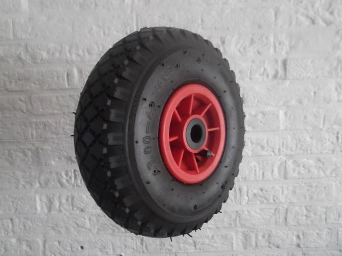 Benson Bolderkarwiel Steekwagenwiel Met Luchtband 3.00-4 | Asgatdiameter 20mm Rollager | Hoogte Wiel 26cm - Afbeelding 4