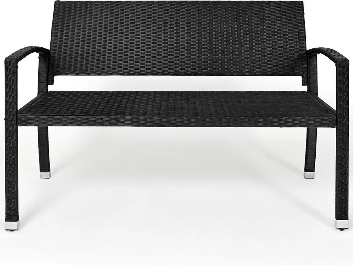 Casaria Polyrattan Tuinbank – 2 Zits UV-bestendig - Zwart - Afbeelding 5