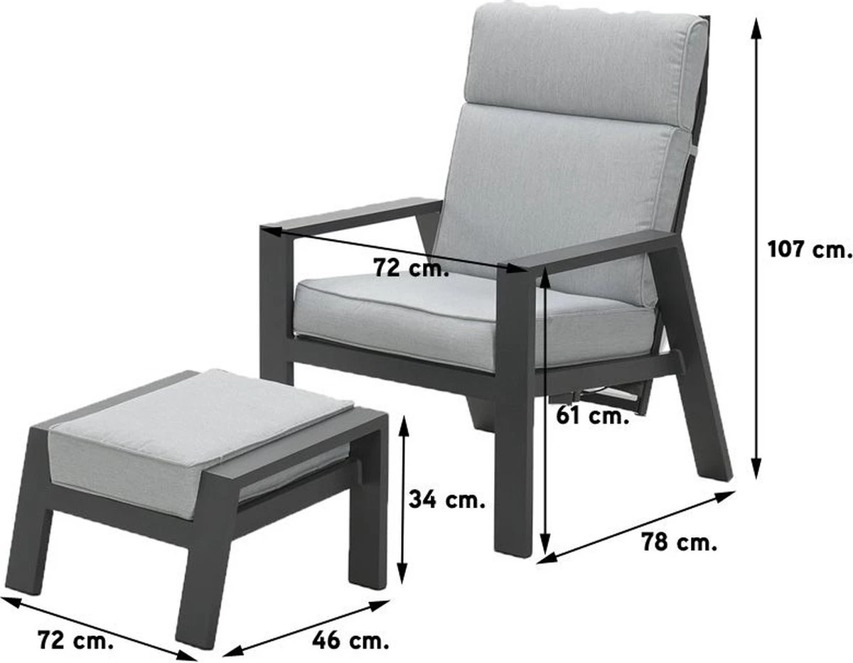 Garden Impressions Max Verstelbare Stoel + Voetenbank - Afbeelding 9