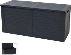 KOOPMAN Kussenbox - Tuinkist - Opslagbox - 240 Liter - Met Verzonken Handgrepen - 115x45x53CM - Zwart