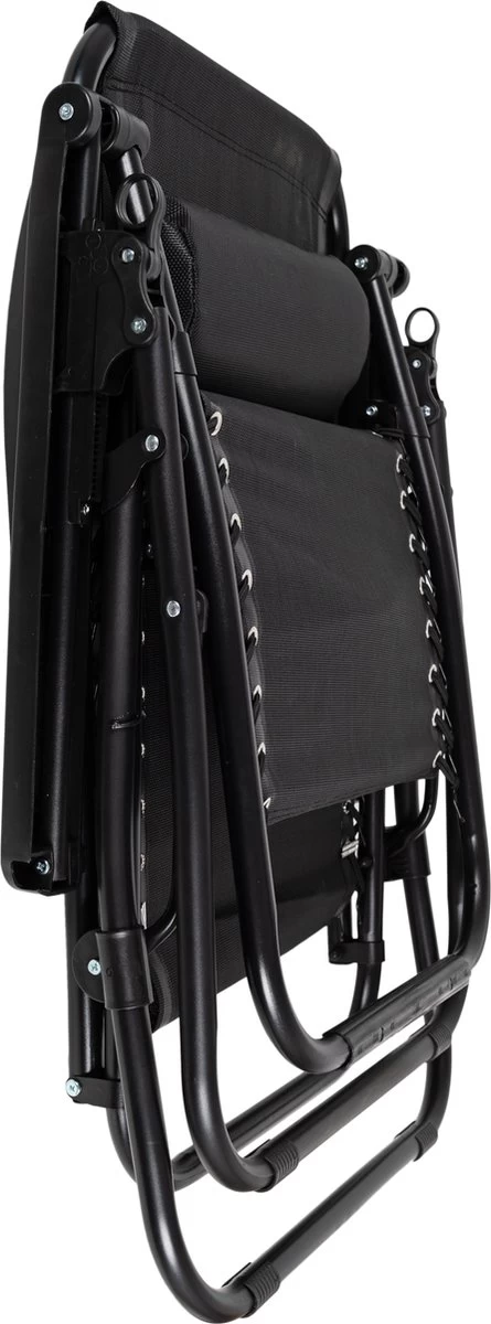 Luxe Ligstoel Met Hoofdsteun & Voetsteun - Verstelbare Rugleuning - Zonnebed Relaxstoel Voor Tuin/Terras/Strand/Balkon/Zwembad/Camping - Inklapbaar - Weerbestendig - Zwart - Afbeelding 6