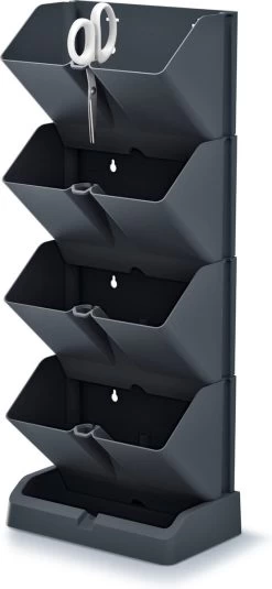 Prosperplast Verticale Kruidentuin Kunststof - Staand/hangend - Modulair - Antraciet Grijs - L 20 X B 11 X H 48 Cm - Incl. Kruidenschaar