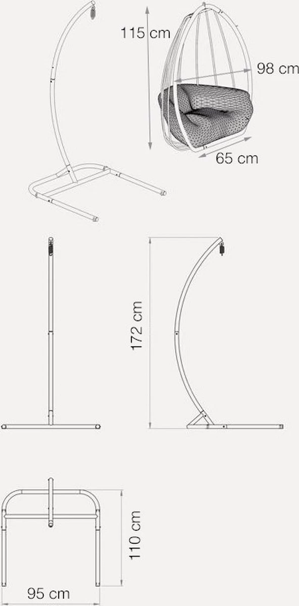 Pochon Home - Egg Hangstoel Met Standaard - Ergonomisch - Capuccino - Incl. Kussen - Egg Chair Binnen En Buiten - Afbeelding 2